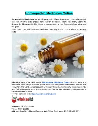 Homeopathic Medicines Online