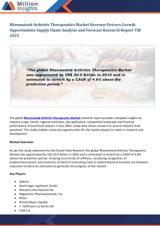 Rheumatoid Arthritis Therapeutics Market