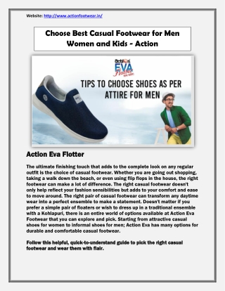 Choose Best Casual Footwear for Men Women and Kids - Action