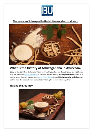 The Journey of Ashwagandha Herbal: From Ancient to Modern