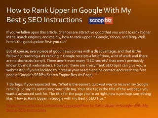 How to Rank Upper in Google With My Best 5 SEO Instructions