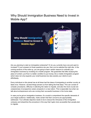 Why Should Immigration Business Need to Invest in Mobile App