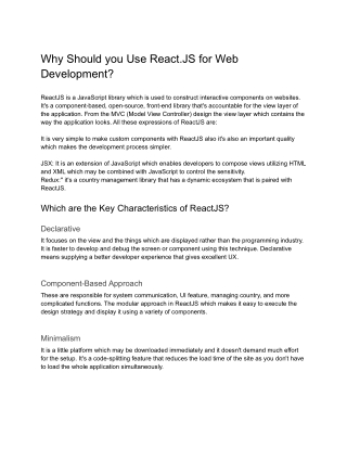Why Should you Use React.JS for Web Development