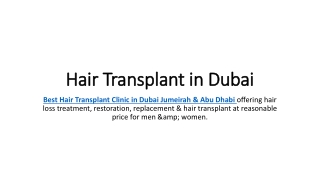 Hair Transplant in Dubai