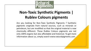 Non-Toxic Synthetic Pigments | Rublev Colours pigments