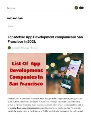 Top Mobile App Development companies in San Francisco in 2021.