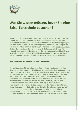 Was Sie wissen müssen, bevor Sie eine Salsa-Tanzschule besuchen?