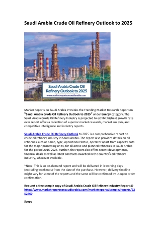 Saudi Arabia Crude Oil Refinery Industry Opportunity and Forecast 2025