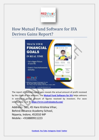 How Mutual Fund Software for IFA Derives Gains Report?