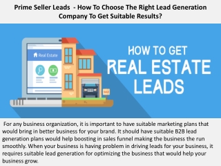 Prime Seller Leads Reviews - How To Choose The Right Lead Generation Company To Get Suitable Results?