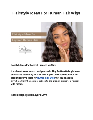 Hairstyle Ideas For Human Hair Wigs