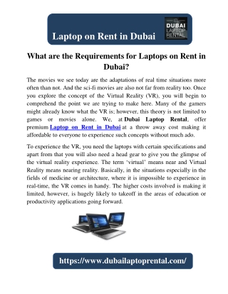 What are the Requirements for Laptops on Rent in Dubai?