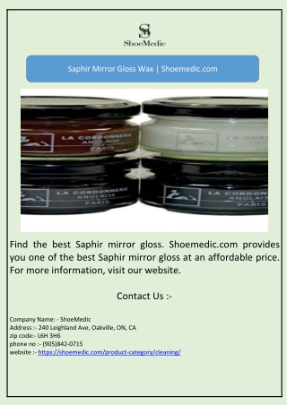 Saphir Mirror Gloss Wax | Shoemedic.com