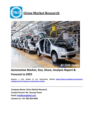 Automotive Market Trends, Size, Competitive Analysis and Forecast 2019-2025