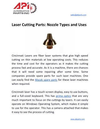 Laser Cutting Parts: Nozzle Types and Uses