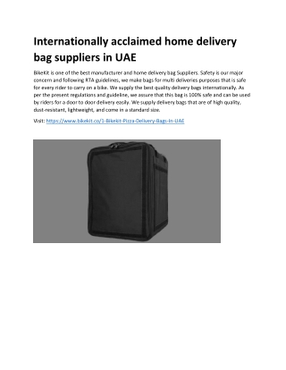 Internationally acclaimed home delivery bag suppliers in UAE