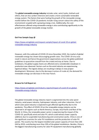 Global Renewable Energy Industry Market 2019 Analysis May Set New Growth Story, Forecast to 2025