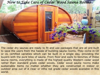 How to Take Care of Wood Sauna Rooms?