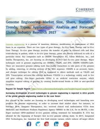 Genome Engineering Market Size, Share, Statistics, Trends, Types, Applications, Analysis and Forecast, Global Industry R