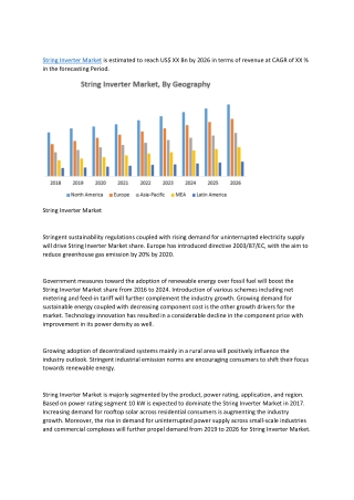 String Inverter Market – Global Industry Analysis and Forecast (2019-2026)