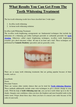 What Results You Can Get From The Teeth Whitening Treatment