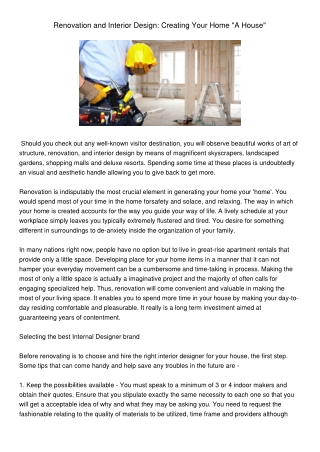 RenovationandInteriorDesignCreatingYourHomeAHouse