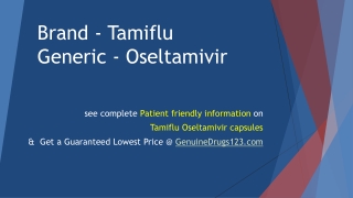 Generic Oseltamivir Tamiflu Medicine at an Affordable Cost