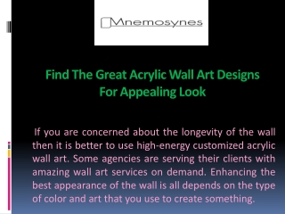 Find The Great Acrylic Wall Art Designs For Appealing Look