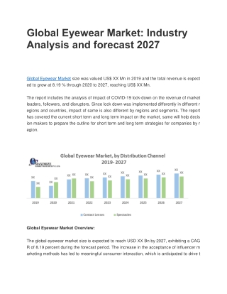 Global Eyewear Market: Industry Analysis and forecast 2027