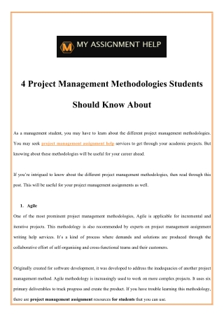 4 project management methodologies students should know about