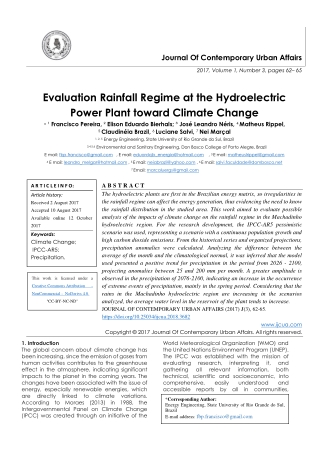 Evaluation Rainfall Regime at the Hydroelectric Power Plant toward Climate Change