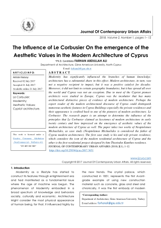 The Influence of Le Corbusier On the emergence of the Aesthetic Values in the Modern Architecture of Cyprus