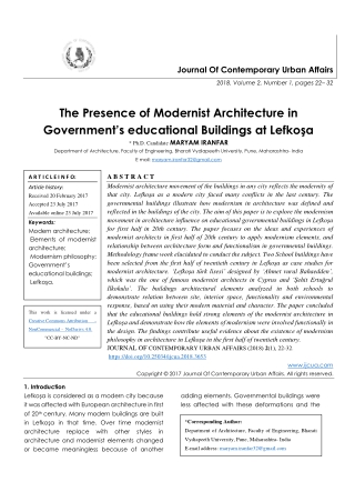 The Presence of Modernist Architecture in Government’s educational Buildings at Lefkoşa