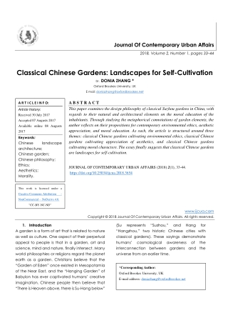 Classical Chinese Gardens: Landscapes for Self-Cultivation