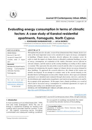 Evaluating energy consumption in terms of climatic factors: A case study of Karakol residential apartments, Famagusta, N