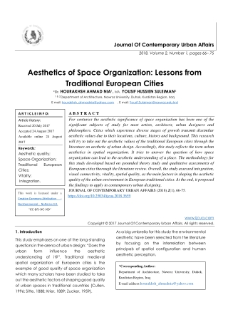 Aesthetics of Space Organization: Lessons from Traditional European Cities