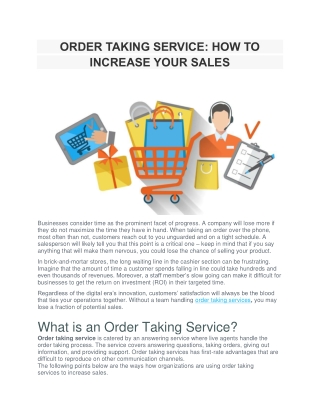 ORDER TAKING SERVICE: HOW TO INCREASE YOUR SALES