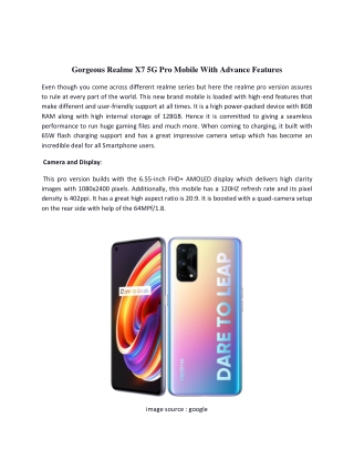 Gorgeous Realme X7 5G Pro Mobile With Advance Features