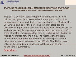 Traveling to Mexico in 2021 - Make the Best of Your Travel with Free Registration with Lakeside Medical Group