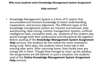 Why must students select Knowledge Management System Assignment Help services?