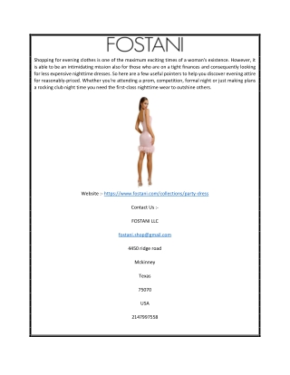 Party Dresses Online Usa | Fostani.com