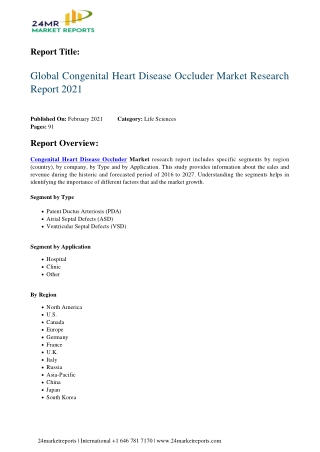 Congenital Heart Disease Occluder Market Research Report 2021