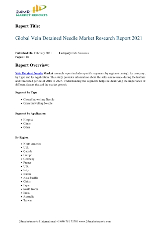 Vein Detained Needle Market Research Report 2021