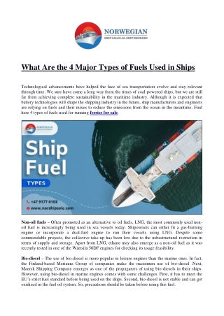 What Are the 4 Major Types of Fuels Used in Ships?