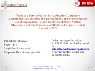 Video as a Service Market by Application (Corporate Communication, Training and Development, and Marketing and Client En
