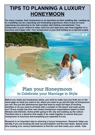 TIPS TO PLANNING A LUXURY HONEYMOON | LETS TALK TRAVEL