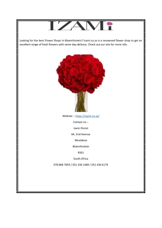Flower Delivery Bloemfontein | Izami.co.za