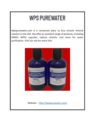 Buy Miracle Mineral Solution | Wpspurewater.com