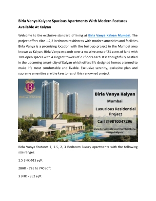 Birla Vanya Kalyan - New Project In Kalyan Mumbai