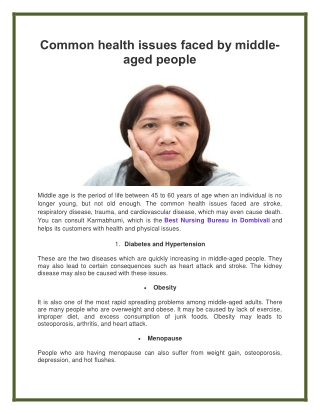 Health challenges faced by middle-aged adults